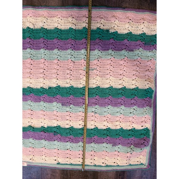 Handmade Crochet Baby Blanket Pastel Waves Toddler‎ Crib Cover - Picture 3 of 3